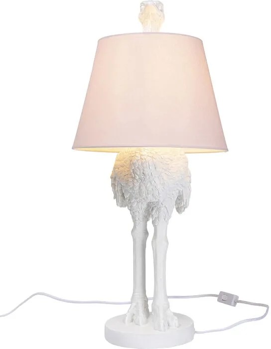 Kare Design Struisvogel Vloerlamp En Tafellamp - Hoogte 66,5 Cm - Wit