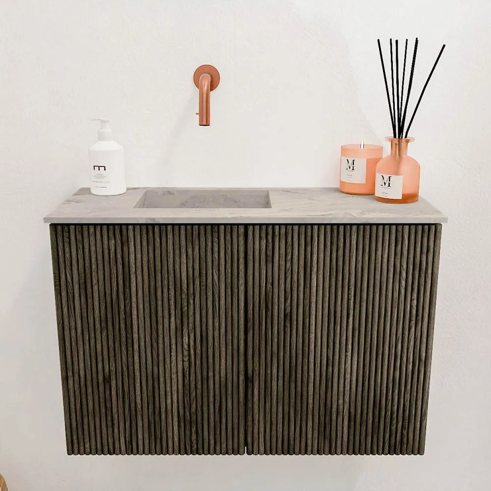 Mondiaz Joya DLux 60cm toiletmeubel shadow met wastafel faye links zonder kraangat glace