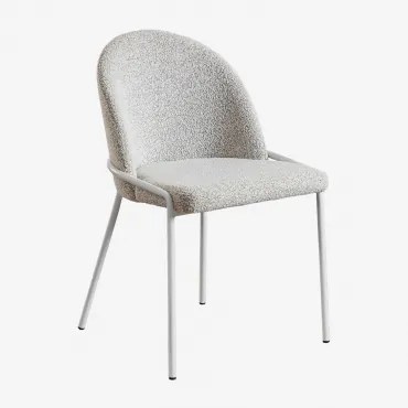 Set Van 2 Grolet Gestoffeerde Eetkamerstoelen Bouclé Gris Arena - Sklum