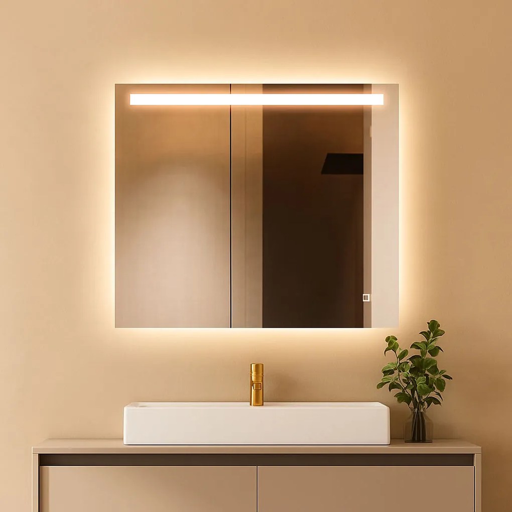 Badkamerspiegel Rechthoek Ambi 80x60CM | LED | Verwarming | Dimbaar