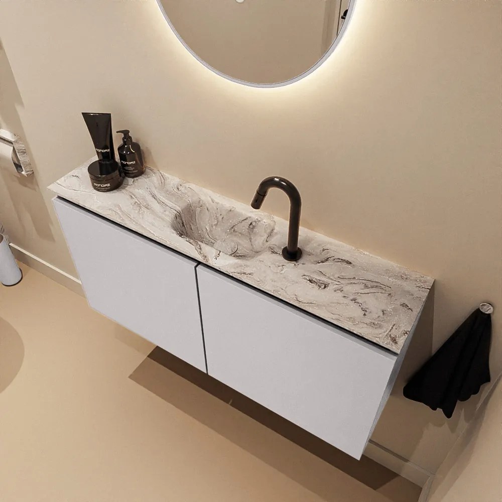 Mondiaz Ture DLux toiletmeubel 100cm cale met wastafel glace midden met kraangat