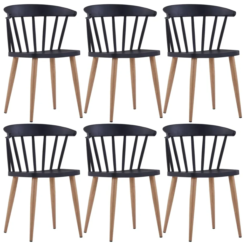 vidaXL Eetkamerstoelen 6 st kunststof staal zwart