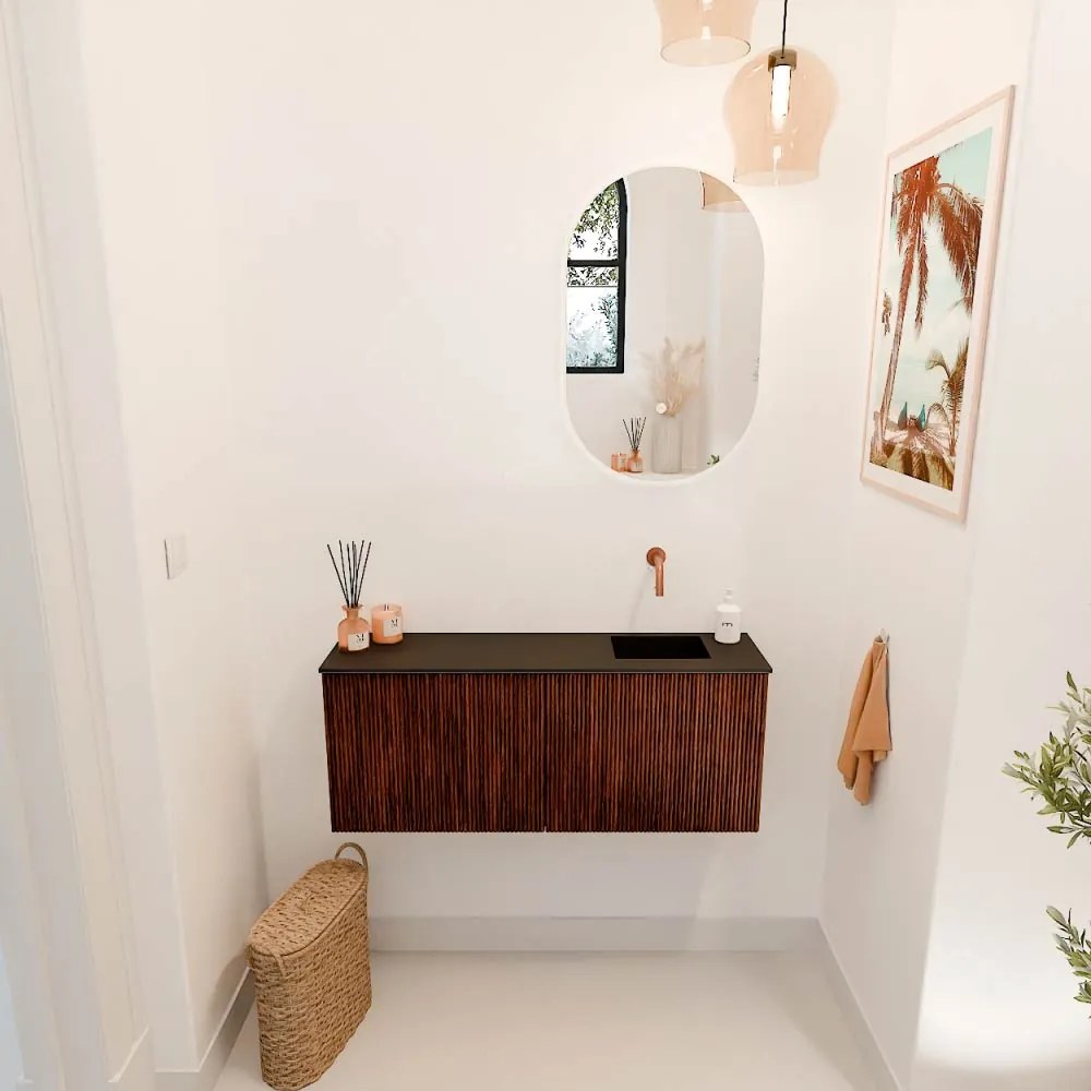 Mondiaz Joya 100cm toiletmeubel ruby met wastafel faye rechts zonder kraangat urban