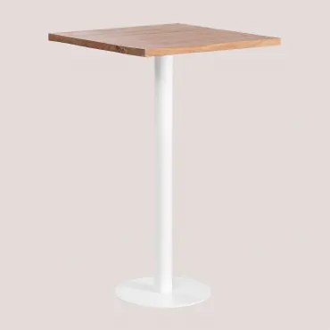 Vierkante Hoge Bartafel Van Acacia Hout Macchiato ↔︎ 70 Cm & Wit - Sklum