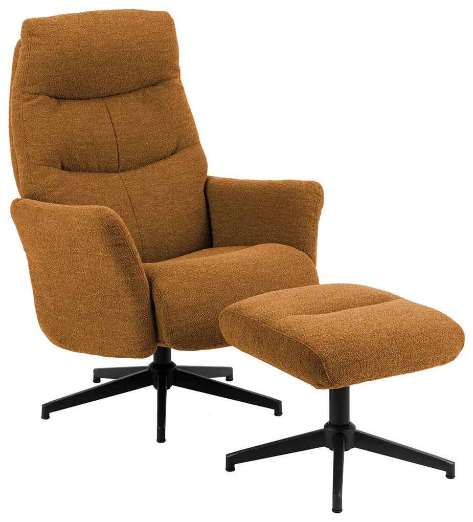 Verstelbare Fauteuil Met Voetenbank Caramel