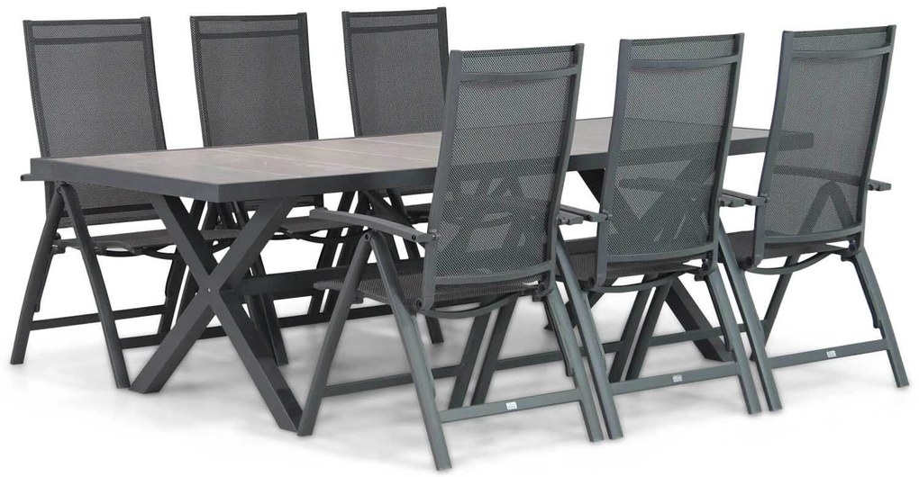 Tuinset 6 personen 245 cm Aluminium/textileen Grijs Presto Donato/Crossley