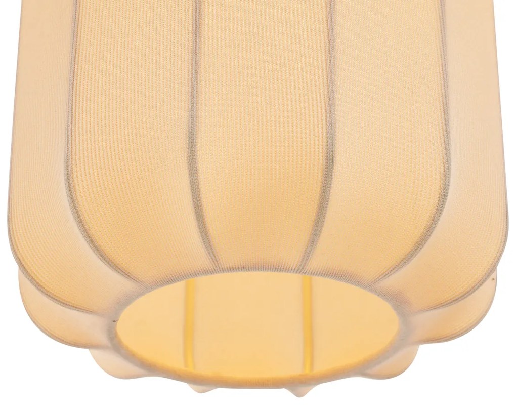 Japandi vloerlamp zwart met goud en beige kap - PluniJapandi E27 Scandinavisch bol / globe / rond Binnenverlichting Lamp