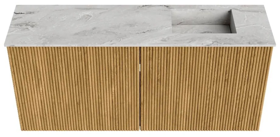 Mondiaz Joya DLux 90cm toiletmeubel oak met wastafel faye rechts zonder kraangat glace