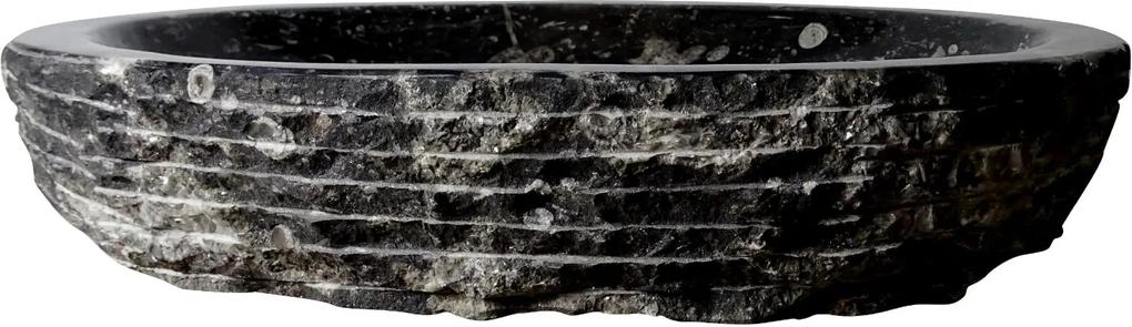 Zwart marmeren waskom | Eeuwenoud Orthoceras Fossiel | 53 x 64 x 12,5 cm