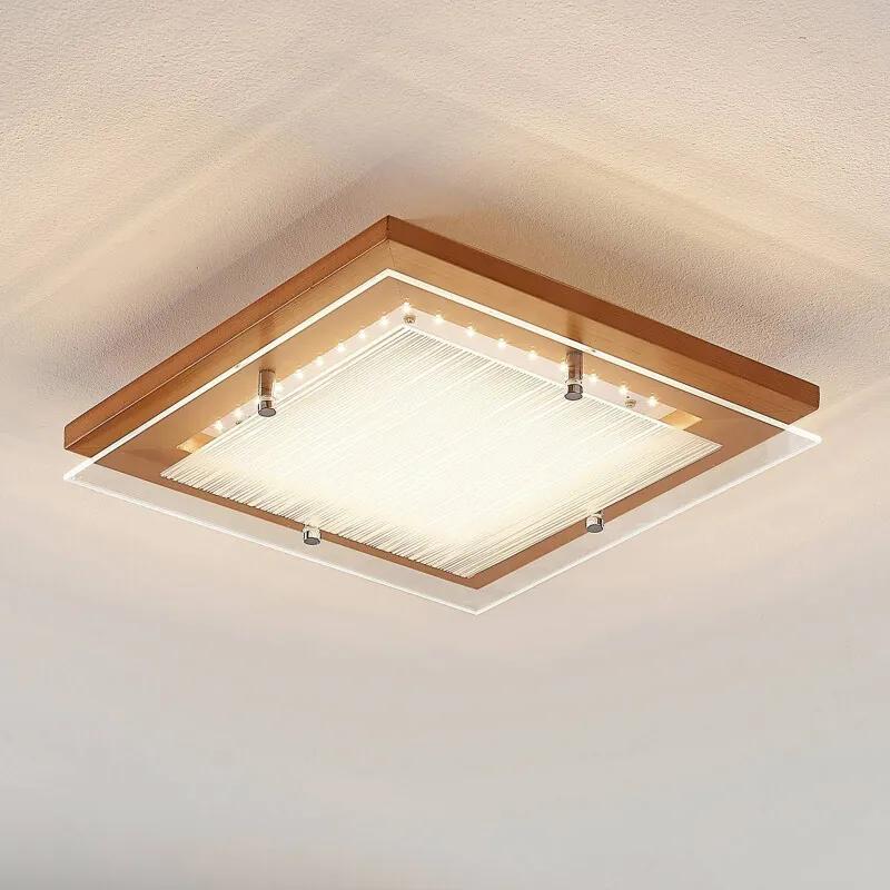 Houten LED plafondlamp Cattleya, 32 cm - lampen-24