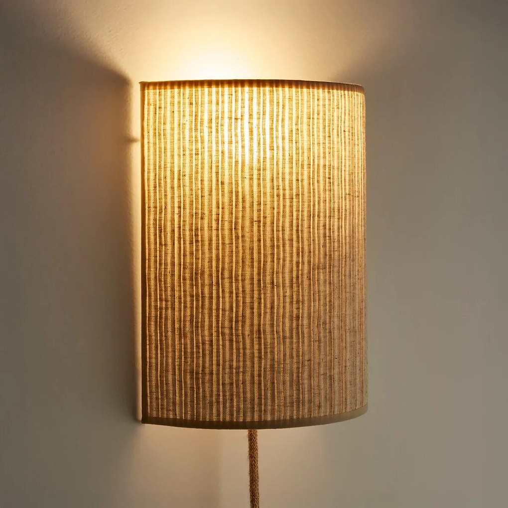 Wandlamp in geplooid linnen H25 cm, Jakoma