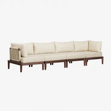4-delige Modulaire Tuinbank Met 2 Hoekfauteuils In Acacia Giulia Beige – Crème - Sklum