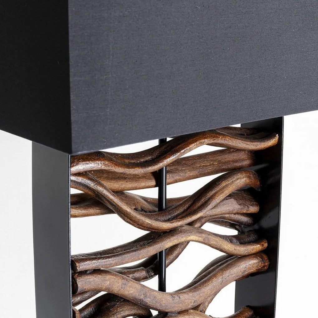 Zwarte Vloerlamp Met Hout