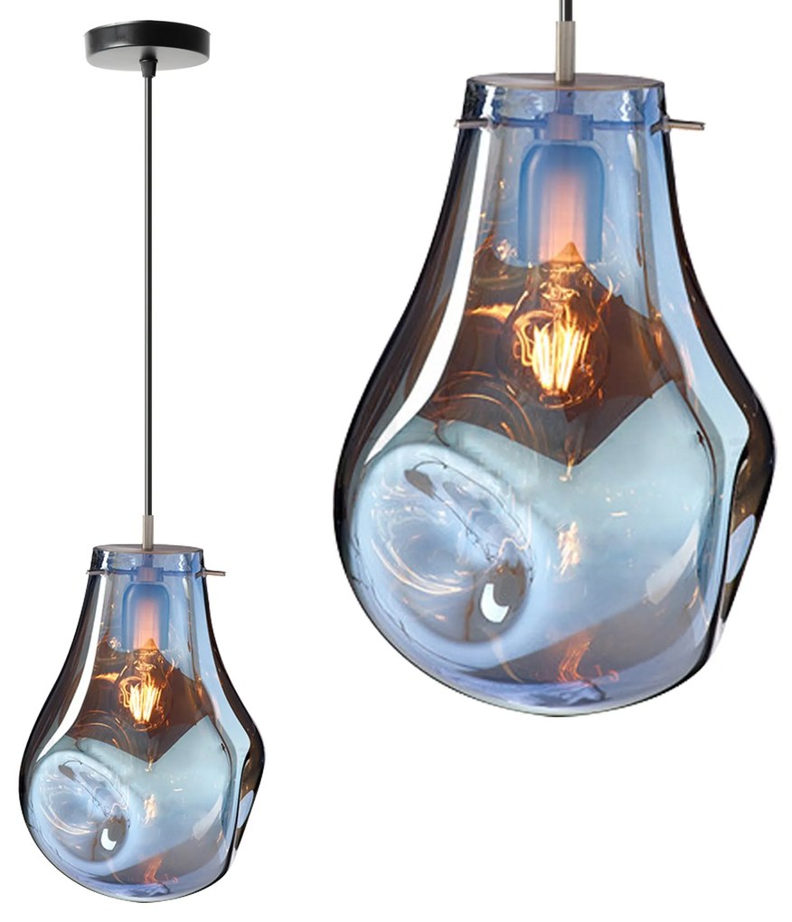 Hangende Glazen Plafondlamp APP327-1CP Blauw