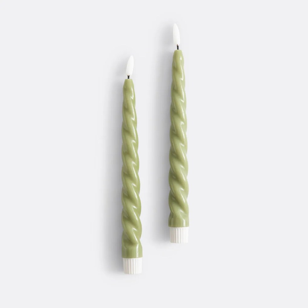 Set van 2 gedraaide LED kaarsen in wax, Caspar