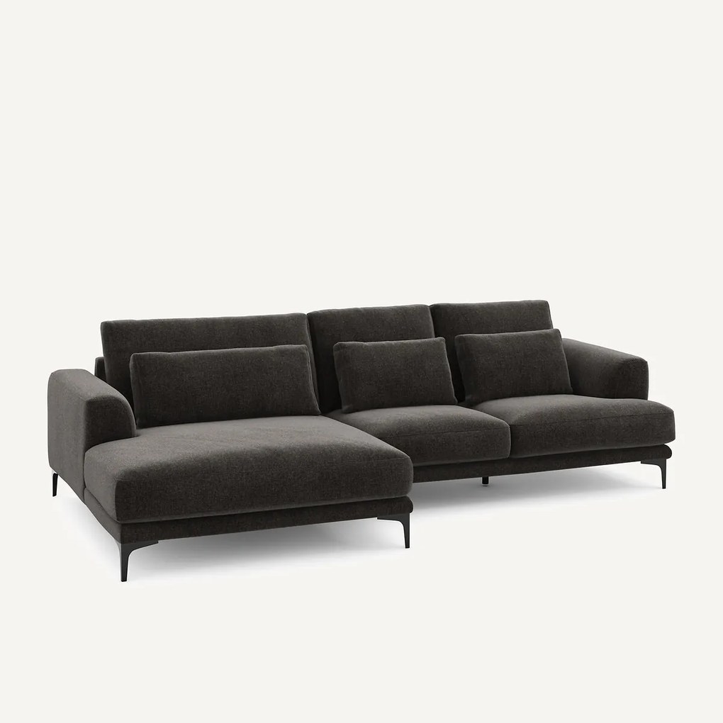 XL hoekbank links in chenille fluweel, MARSILE