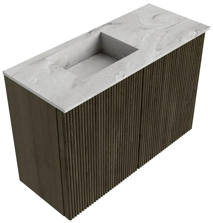 Mondiaz Joya DLux 60cm toiletmeubel shadow met wastafel faye links 1 kraangat glace