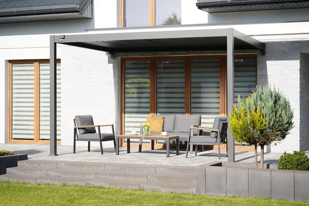 Wandpergola voor terras Lagos 3 x 4 m Garden Point antraciet