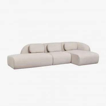 3-delige Modulaire Rechter Chaise Longue Bank Met Linker Divan In Chenille Coquette Chenille Crèmebeige - Sklum