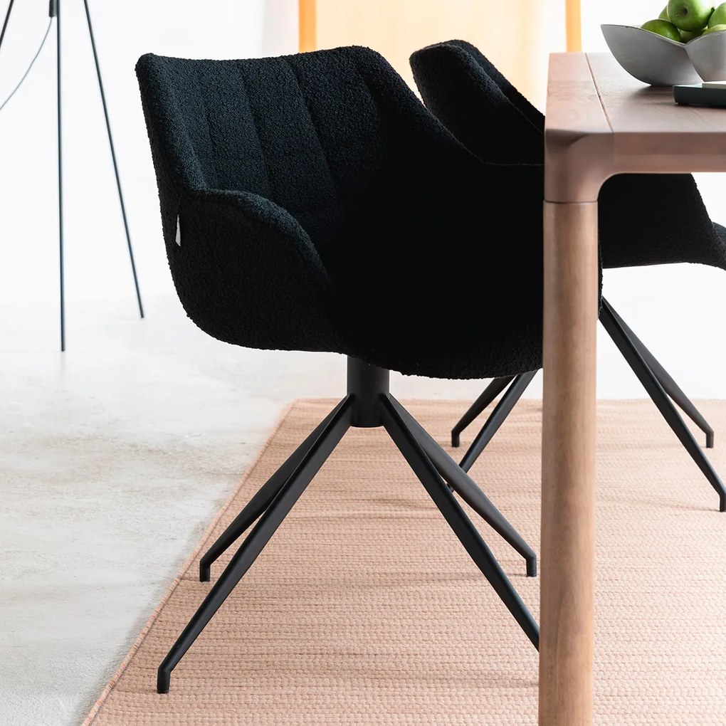Zuiver Doulton Swivel Design Eetkamerstoel Draaibaar Zwart Boucle