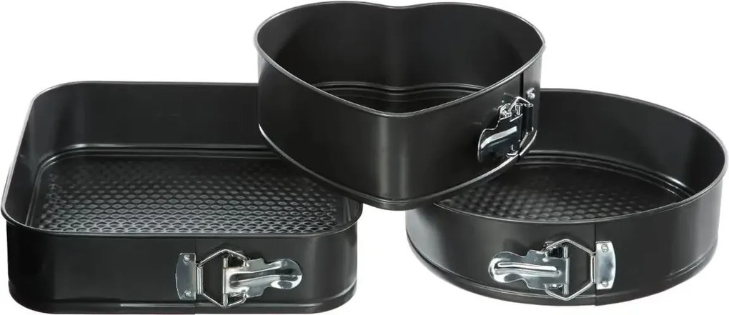Secret de Gourmet bakvorm - Set van 3 springvormen - Hart 22 x 20 cm / Rond diameter 24 cm / Vierkant 26 x 26 cm
