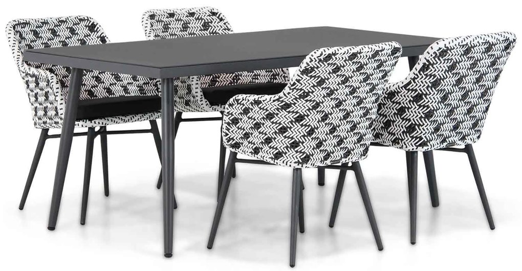 Tuinset 4 personen 170 cm Wicker Zwart Lifestyle Garden Furniture Crossway/Valencia