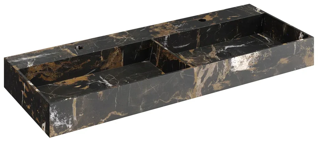Fontana Portoro Gold badkamermeubel mat zwart 120cm met 2 kraangaten