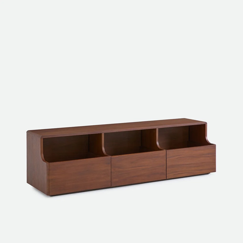 Tv-kast, 3 lades, van notenfineer, breedte 150 cm, MAX