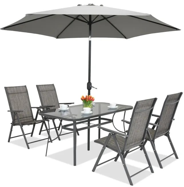 Metalen tuinmeubelen Modena/Rosario voor 4 personen Garden Point antraciet