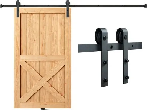 VEVOR 244cm Schuifdeurbeslag J-vormig schuifdeursysteem met 2-delige rails Draagvermogen van 150 kg Looprail Ideaal voor schuifdeuren met een deurdikte van 32-45 mm en een deurbreedte van 1,12-1,32 m
