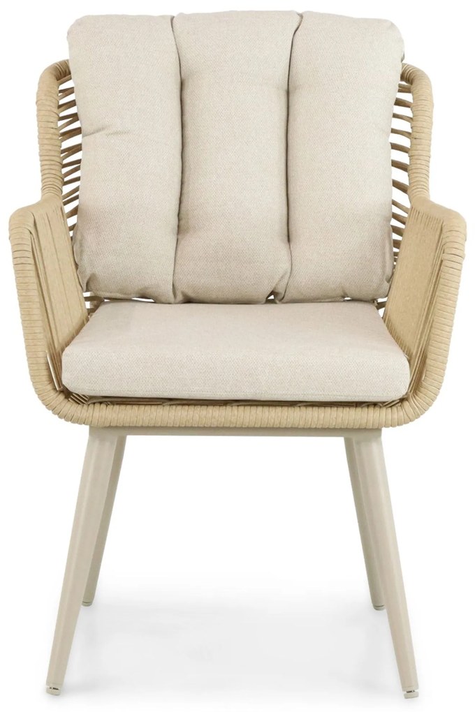 Tuinset 4 personen 125 cm Aluminium/wicker Taupe Coco Custa/Ancona