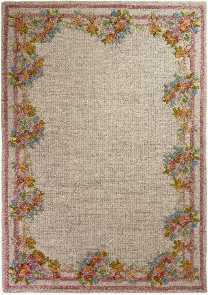 Handgetuft hoog-laag wollen vloerkleed Elise Floral