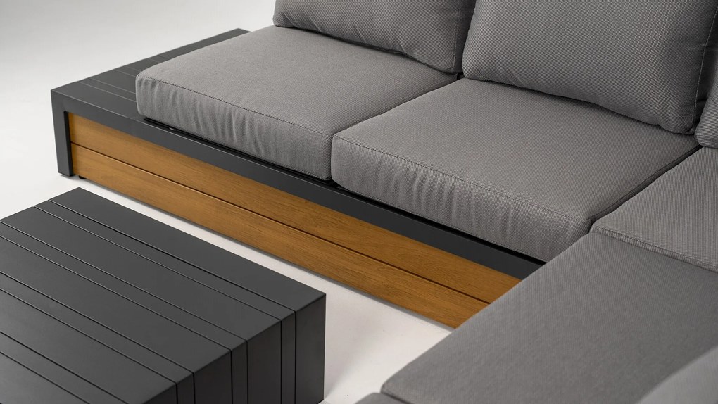 DATHO OUTDOOR Hoek Loungeset - Ibiza - Aluminium - Zwart Lichtgrijs - Datho Outdoor