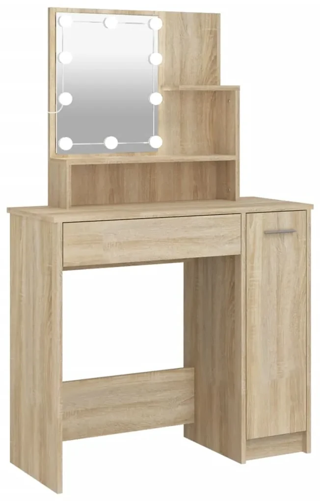 vidaXL Kaptafel met LED-verlichting 86,5x35x136 cm sonoma eikenkleurig