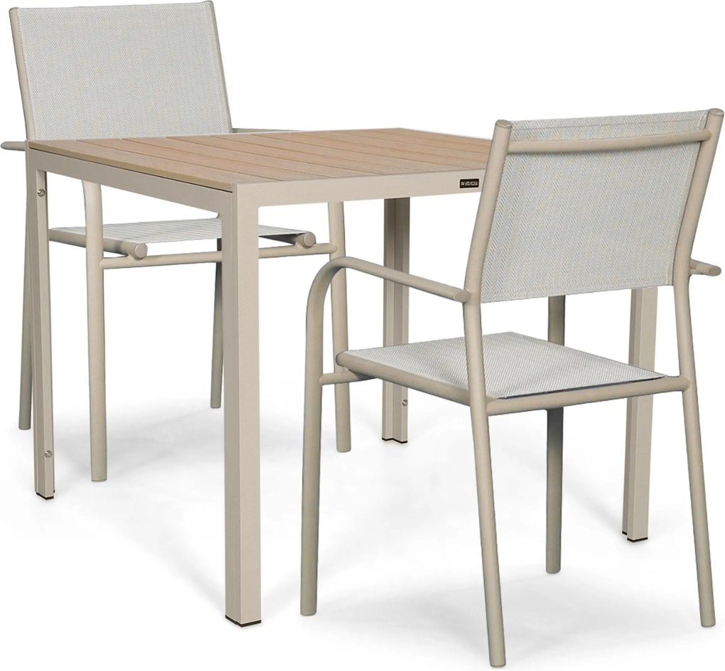 Tuinset 2 personen 909 cm Aluminium Taupe Presto Brentino/Creta
