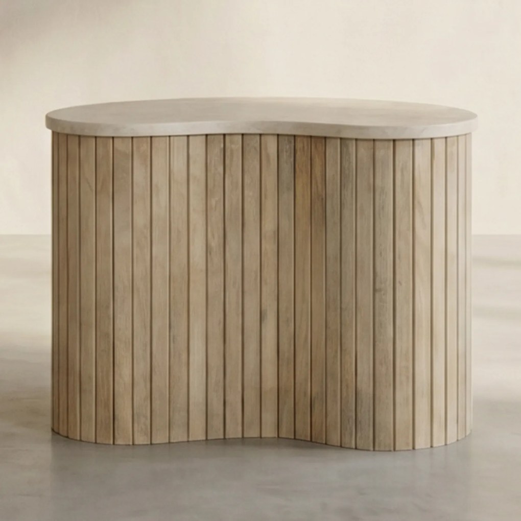 Bijzettafel Met Beige Marmer Blad - 50 X 33cm.