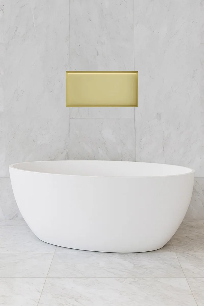 Hotbath &More frameless inbouwnis met verlichting 30x60x10cm geborsteld messing PVD