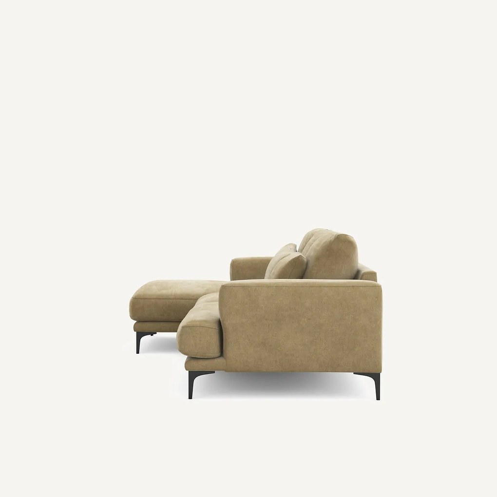 Linkse hoekbank in stonewashed fluweel, Marsile