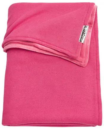 Knit Basic ledikantdeken met velours 100x150 cm bright pink
