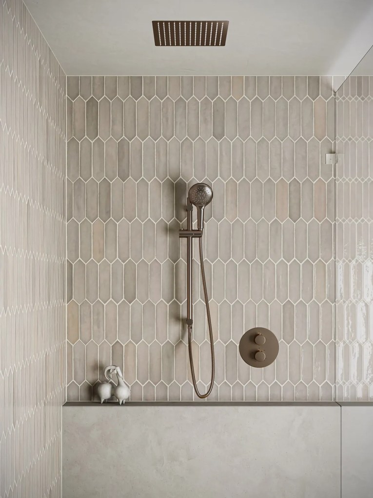 Saniclear Cube inbouw regendouche rond met inbouw douchekop 30x30cm, glijstang en 2 standen handdouche verouderd messing