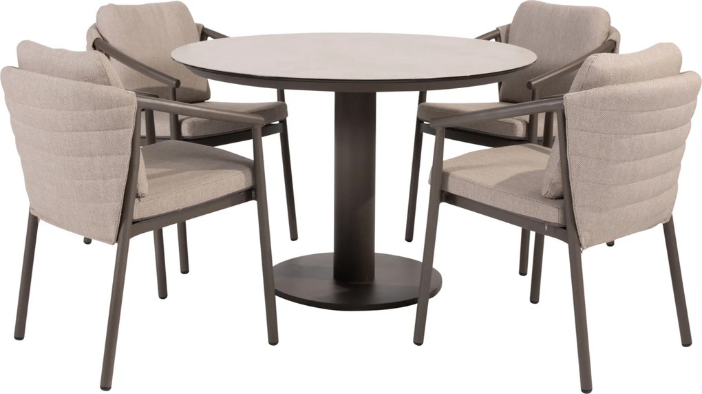 Sarah Barolo dining tuinset 120 cm rond 5 delig keramiek terre Taste 4SO