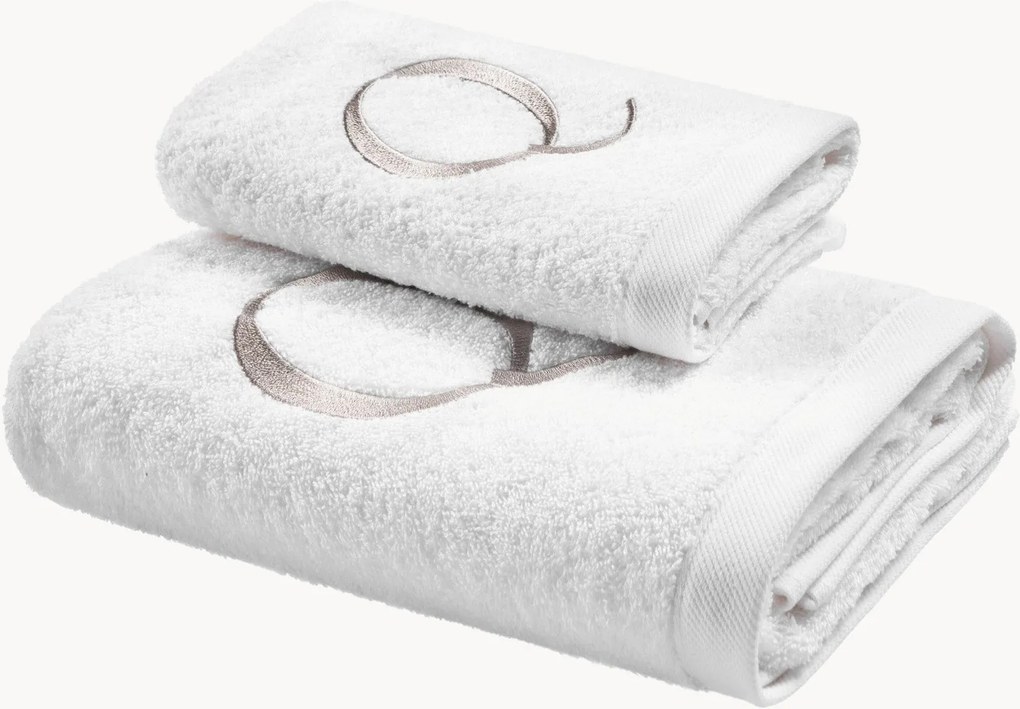 Katoenen handdoekenset Monogram van A tot Z, 2-delig