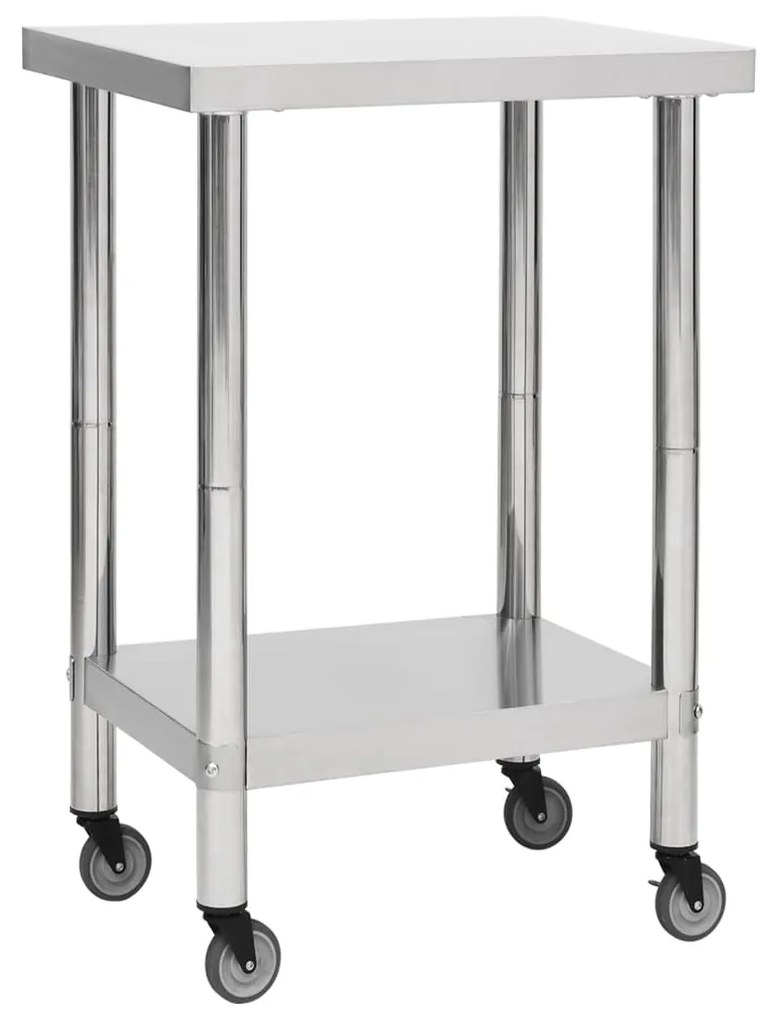 vidaXL Keukenwerktafel met wielen 60x60x85 cm roestvrij staal