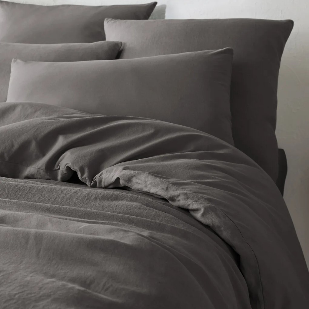 Dubbelzijdig dekbedovertrek in gewassen linnen en gewassen katoen Annaba