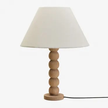 Soler Mangohouten Tafellamp Mangohout & Wit Ø40 Cm Menorca - Sklum