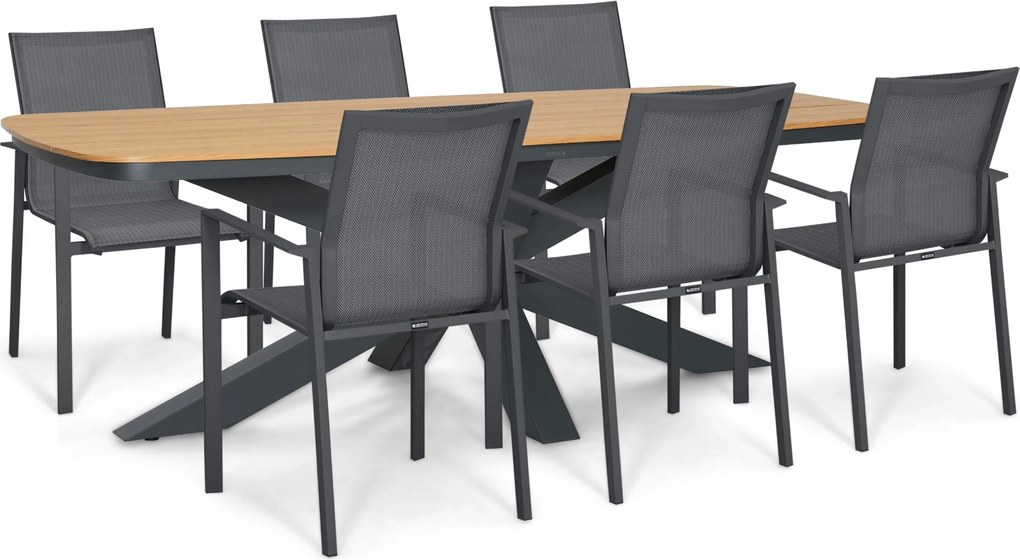 Tuinset 6 personen 220 cm Aluminium Grijs Lifestyle Garden Furniture Timo/Camila
