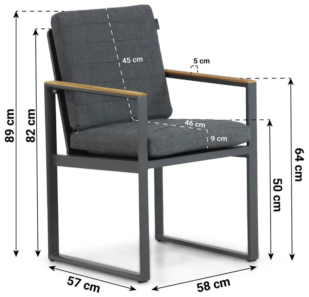 Tuinstoel Aluminium Grijs-antraciet Lifestyle Garden Furniture Faro