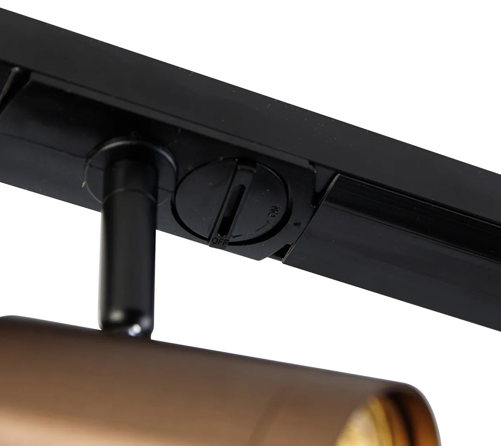 Modern 1-fase railsysteem met 4 spots donkerbrons - Jeana