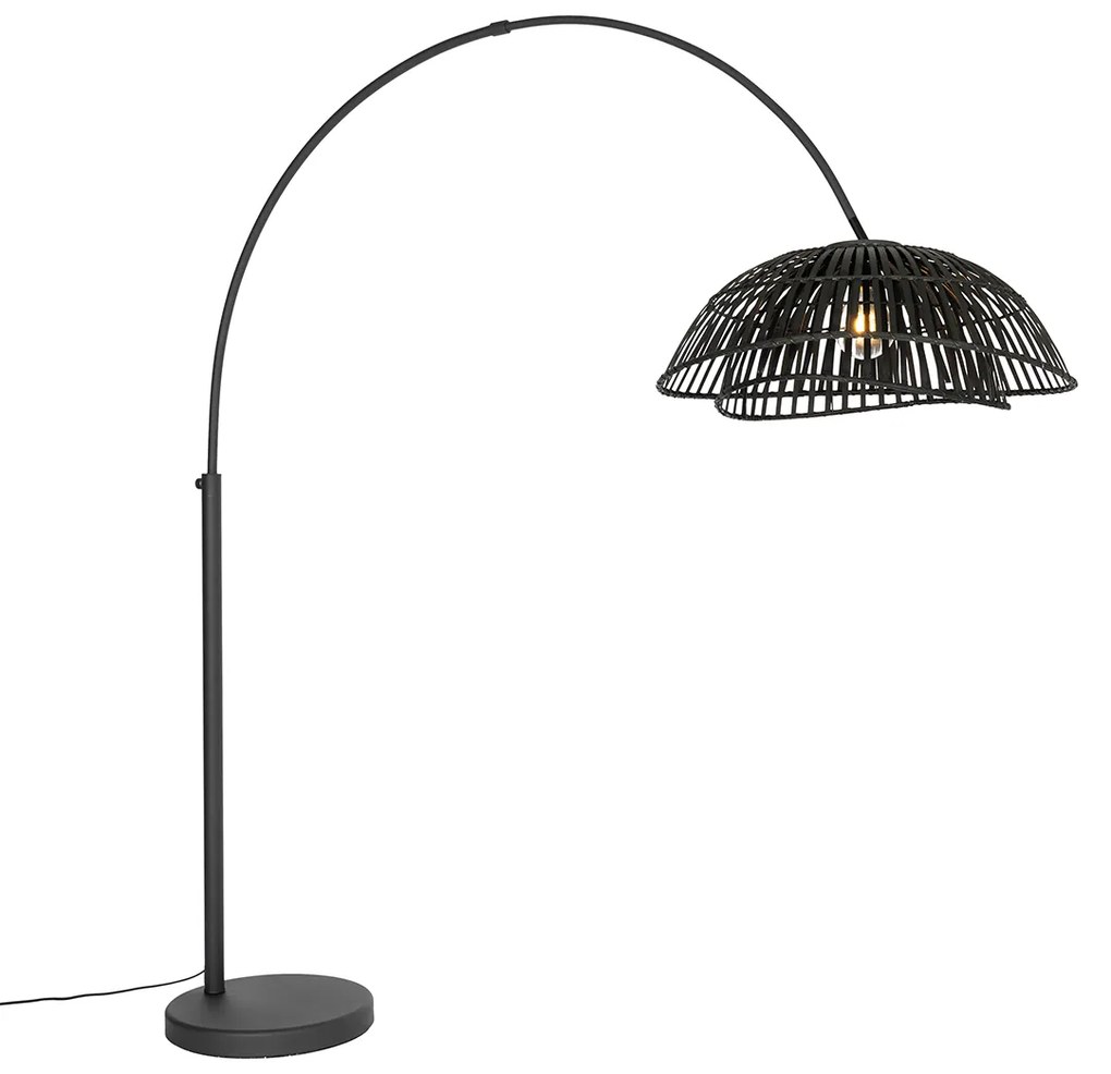 Oosterse booglamp zwart bamboe - PuaOosters E27 Binnenverlichting Lamp