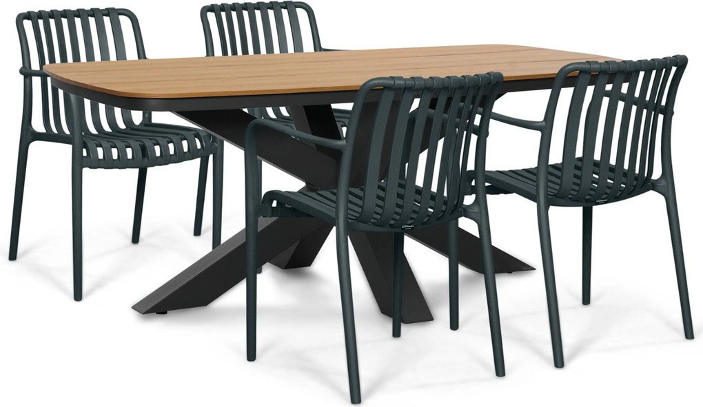 Tuinset 4 personen 180 cm Kunststof Grijs Domani Furniture Alba/Camila